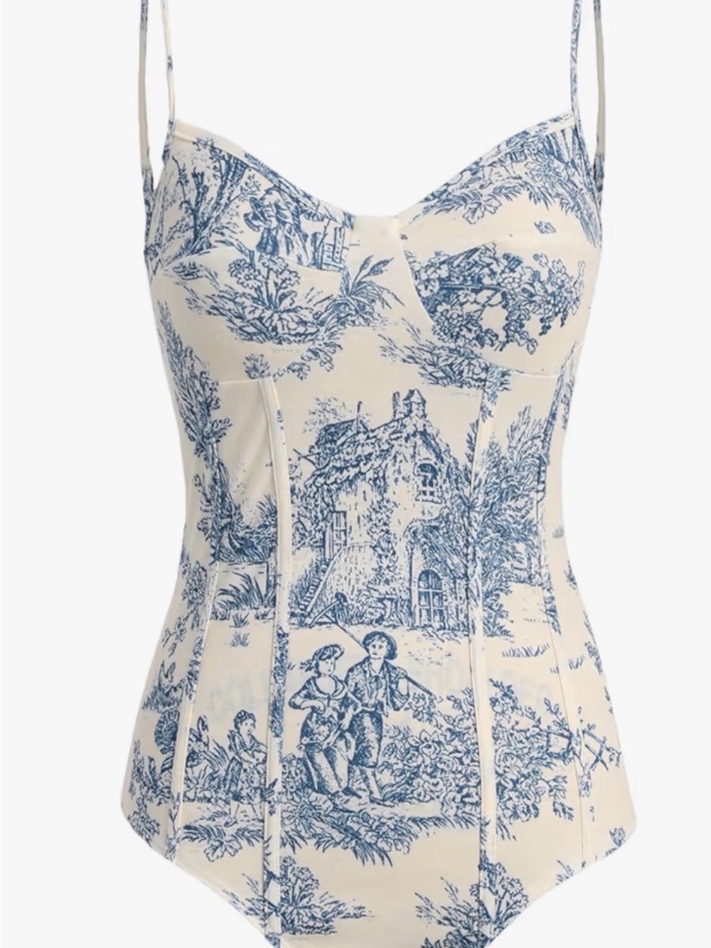 Women's Blue Delft Print Corset Top